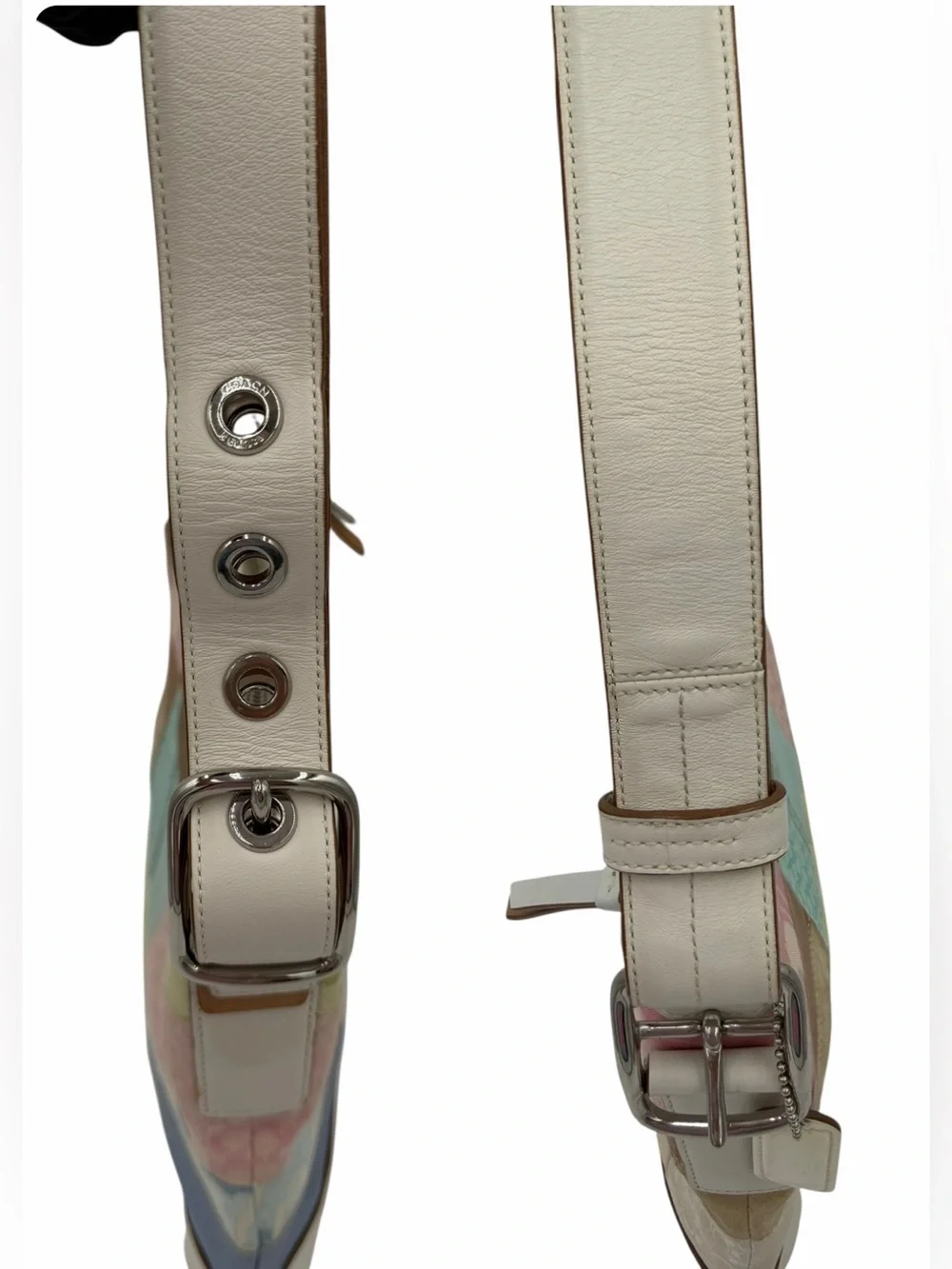 Coach Pastel Patchwork Hobo Shoulder Bag White Leather Y2K Rare F10877